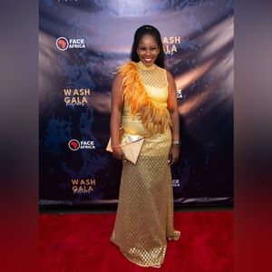 Gold glitter gala gown